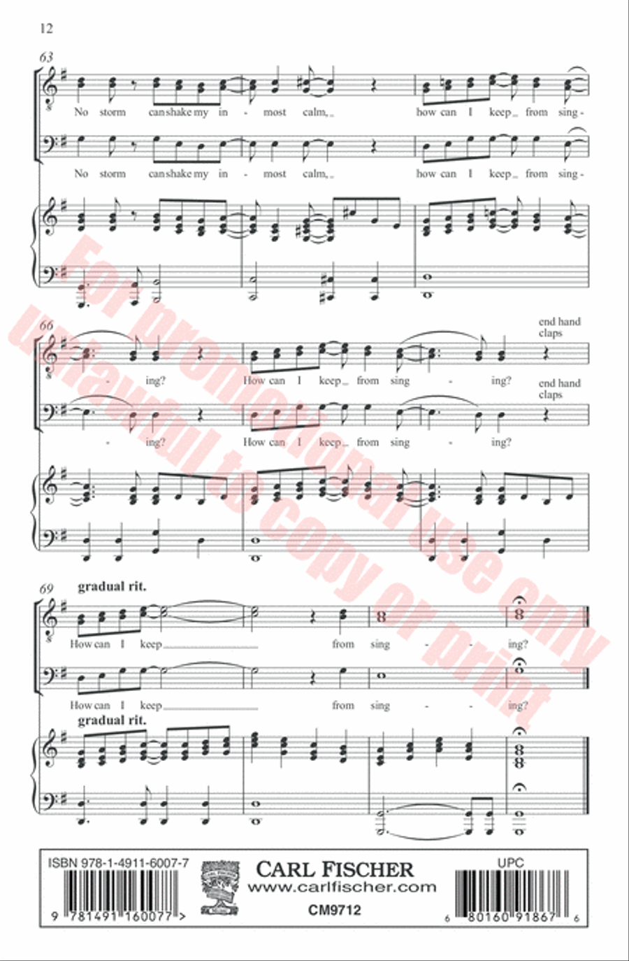 How Can I Keep From Singing? TTB scores gallery preview page 12