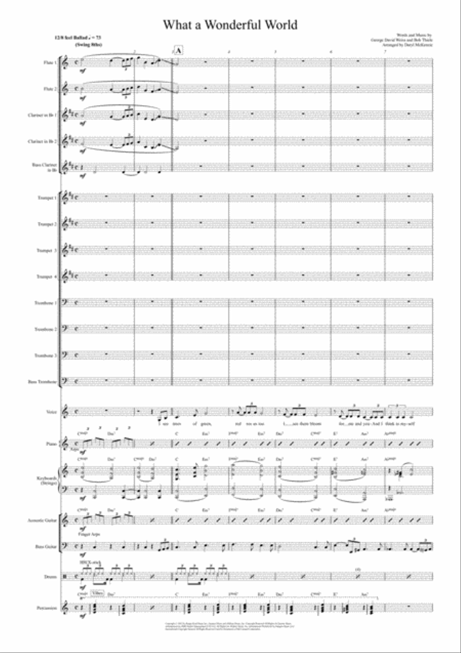 What A Wonderful World Jazz Ensemble scores gallery preview page 1