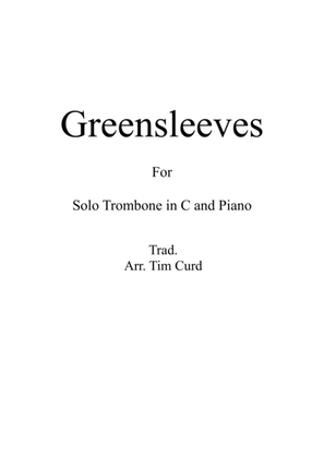 Book cover for Greensleeves for Solo Trombone/Euphonium in C (bass clef) and Piano