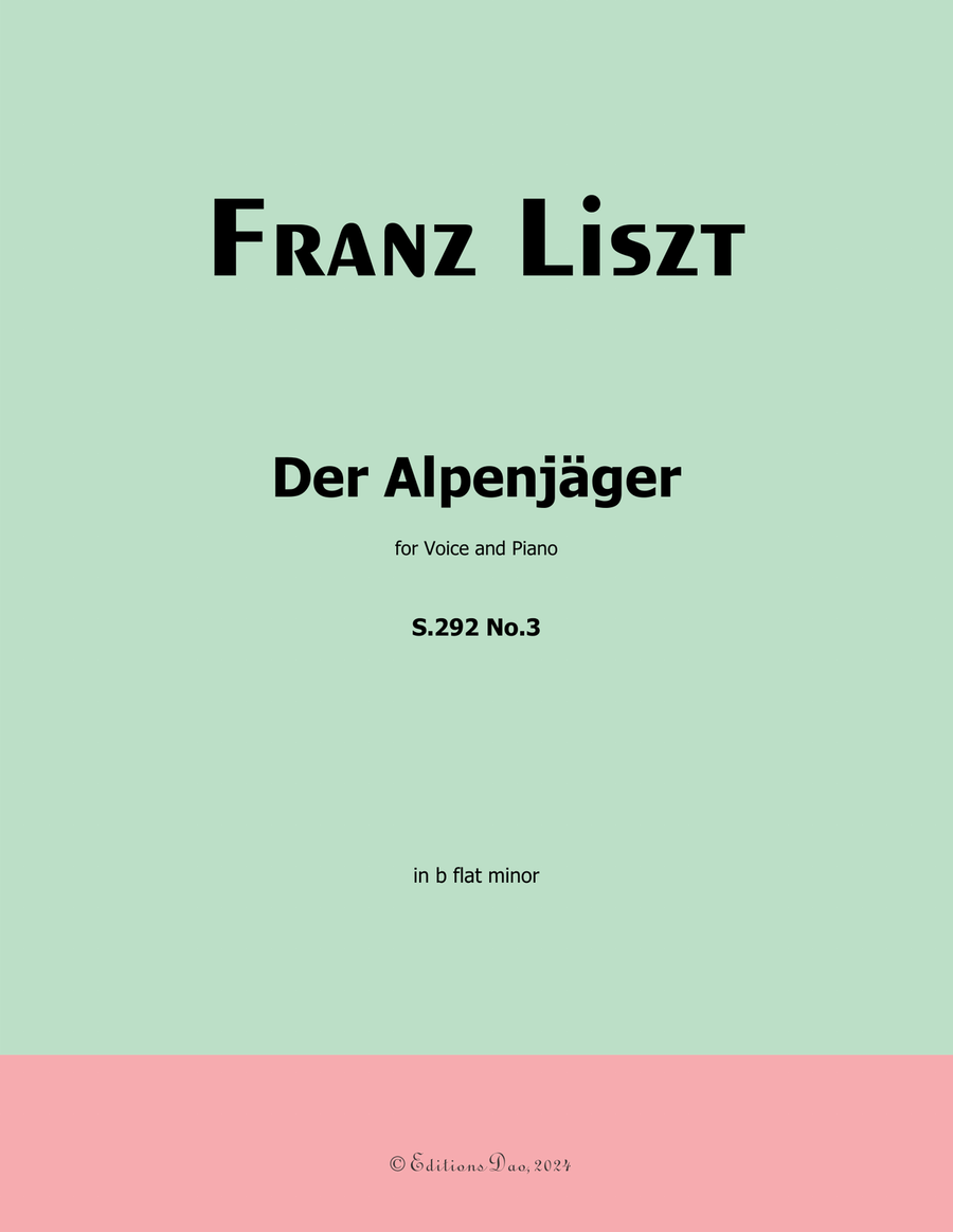 Der Alpenjager, by Liszt, S.292 No.3, in b flat minor Voice scores gallery preview page 1