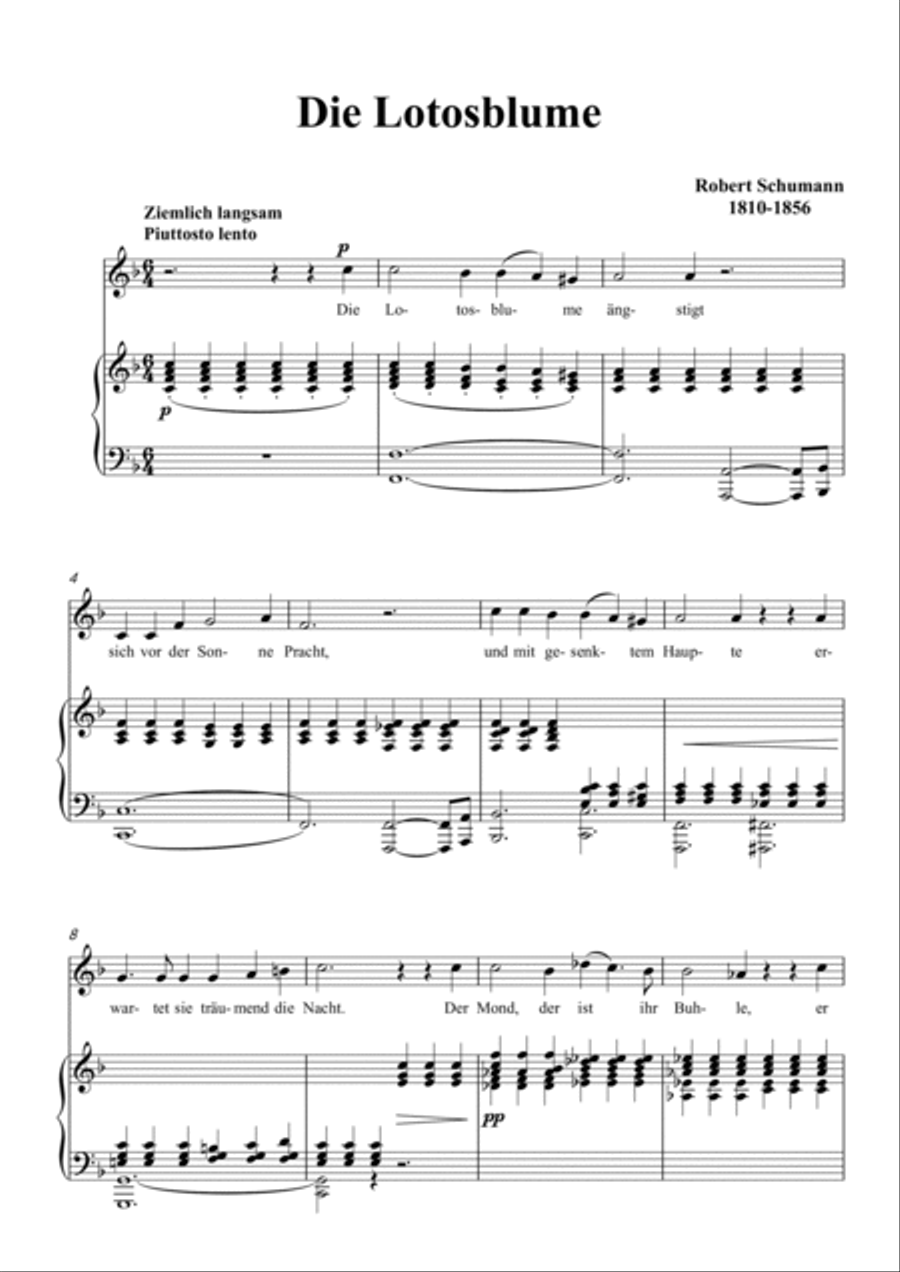 Schumann-Die Lotosblume in F Major Voice scores gallery preview page 2