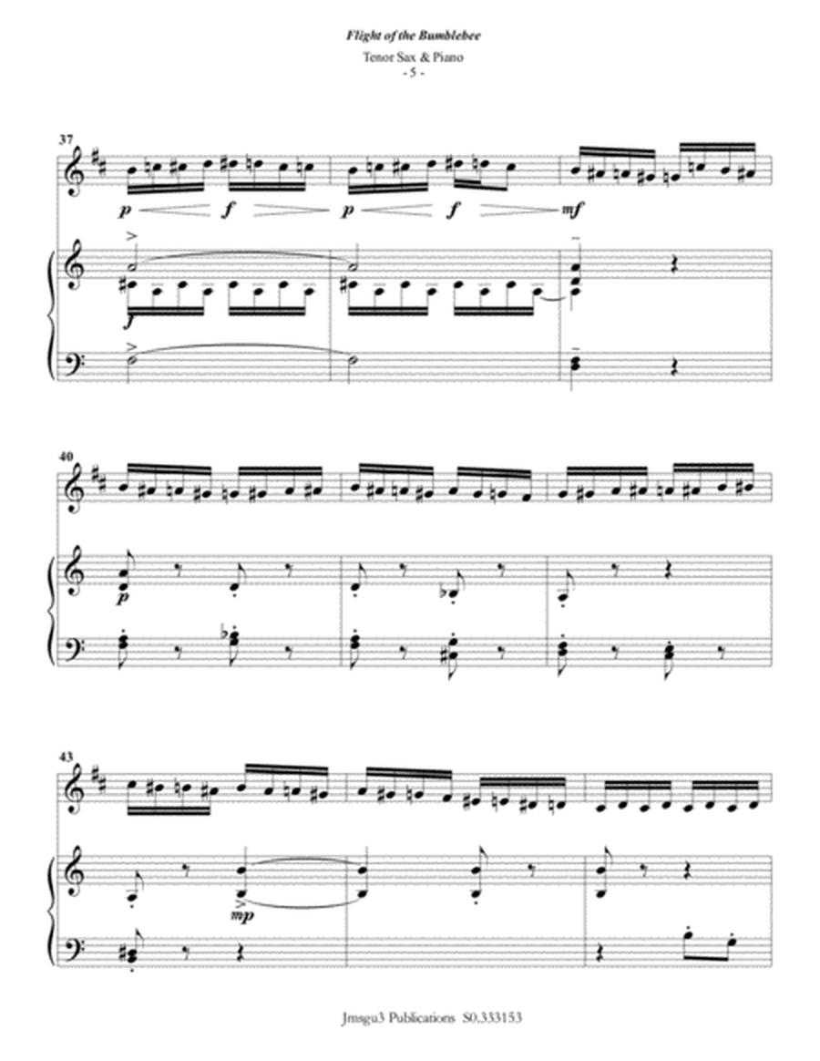 Korsakov: Flight of the Bumblebee for Tenor Sax & Piano image number null