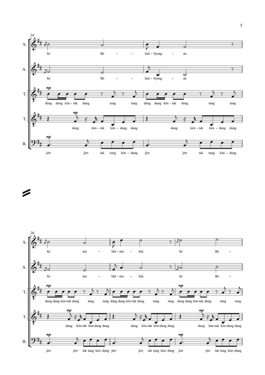 Umbul-Umbul Belambangan - Banyuwangi Folksong 4-Part scores gallery preview page 5