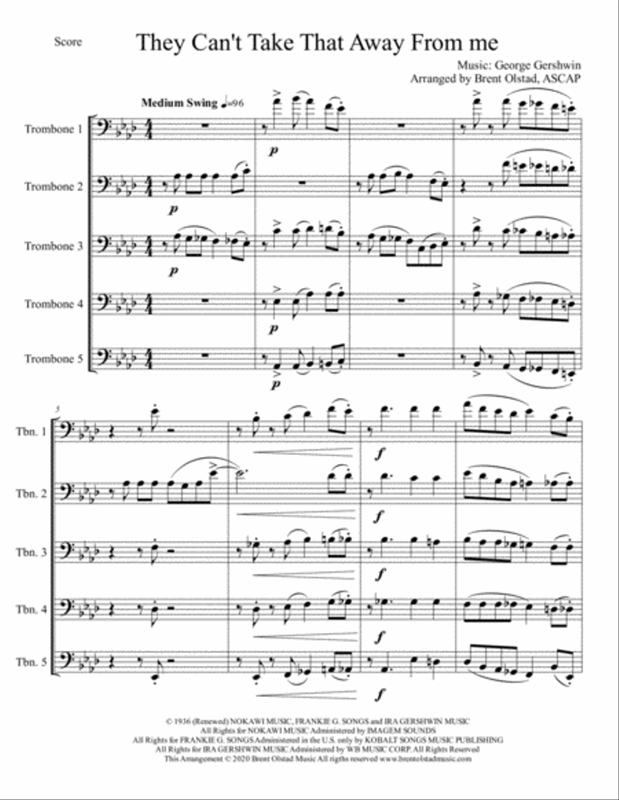 They Can't Take That Away From Me Brass Ensemble scores gallery preview page 2