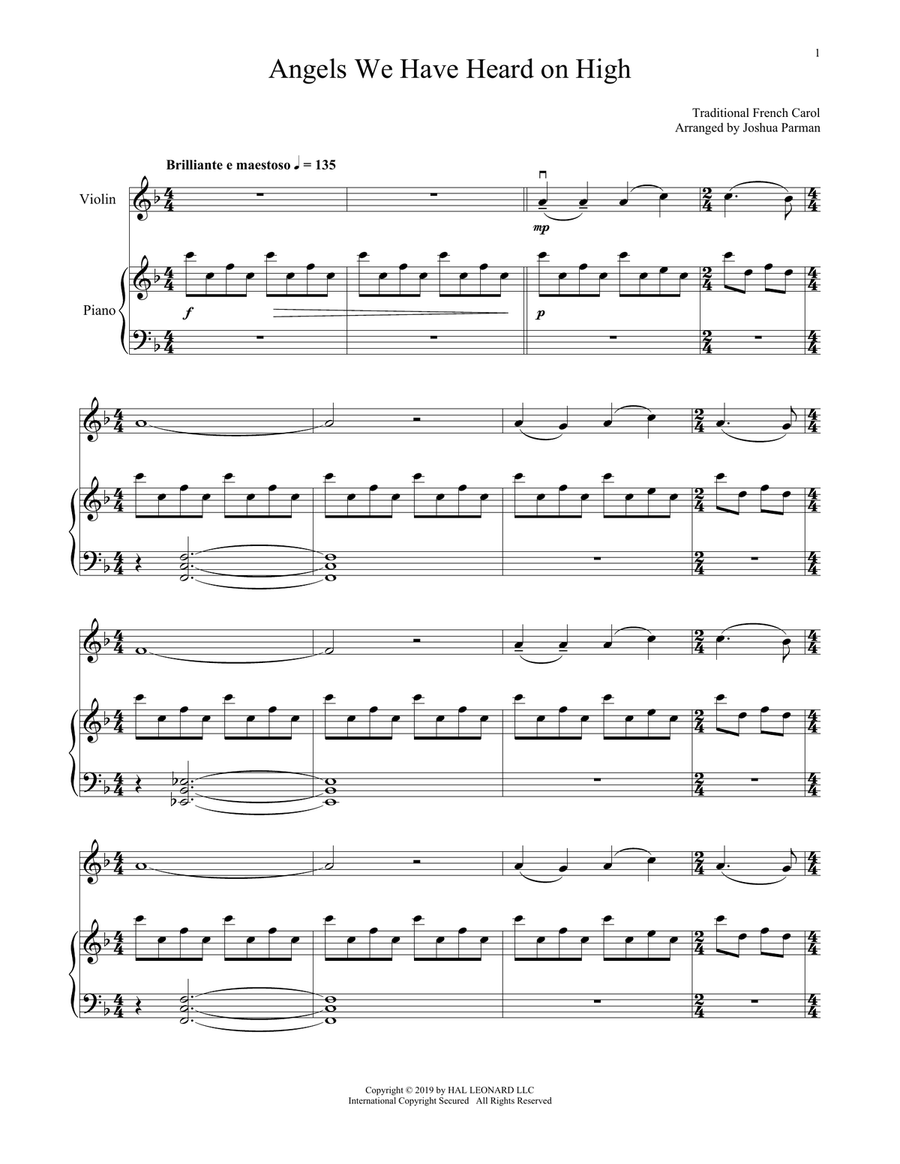 Angels We Have Heard On High Violin Solo scores gallery preview page 1