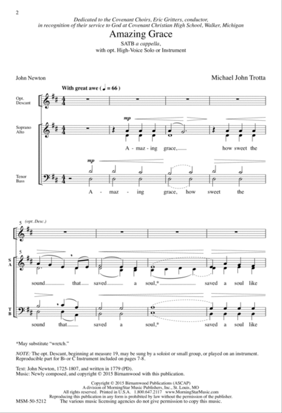 Amazing Grace 4-Part scores gallery preview page 2