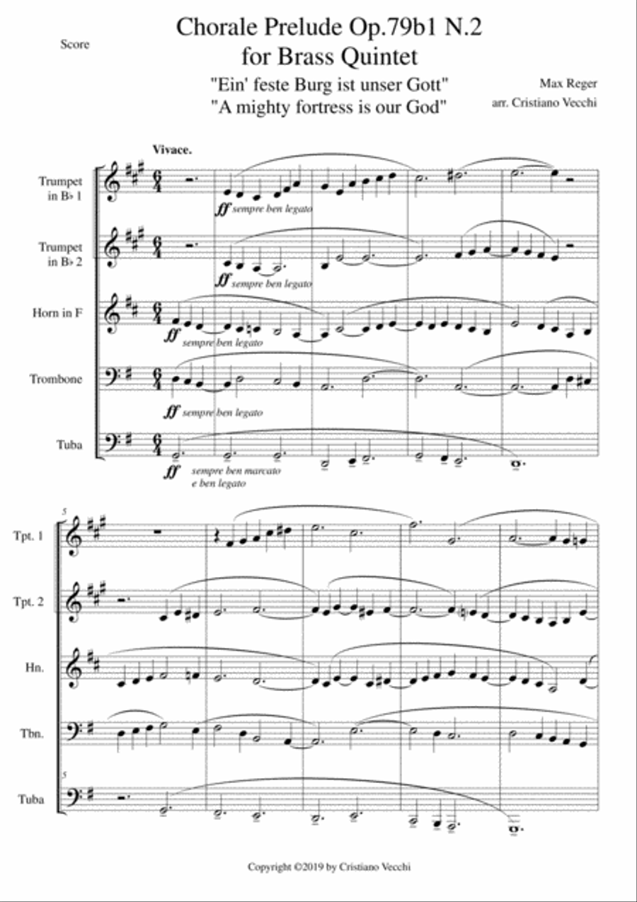 Chorale Prelude Op.79b1 N.2 for Brass Quintet Brass Quintet scores gallery preview page 1