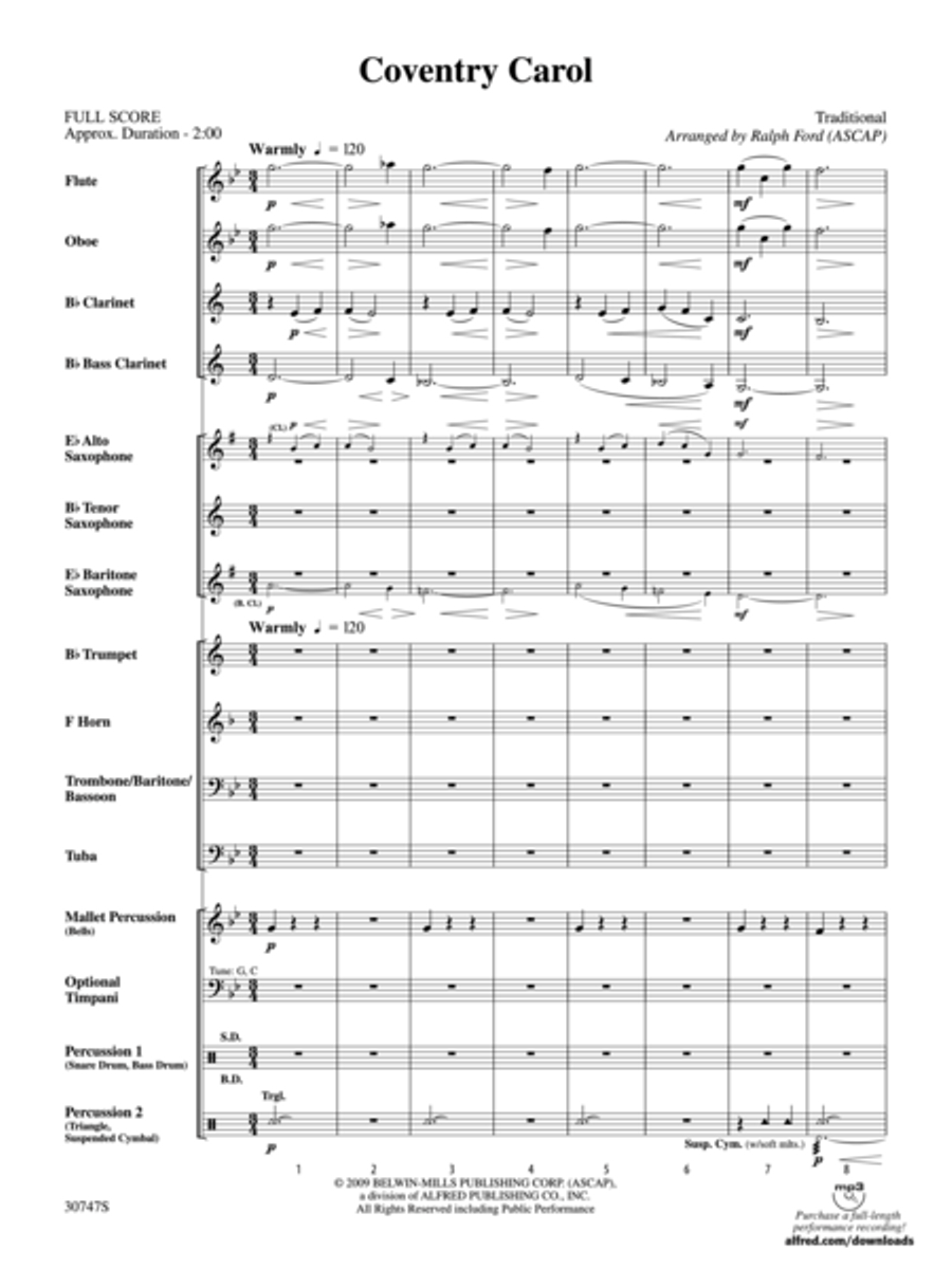 Coventry Carol Concert Band scores gallery preview page 2