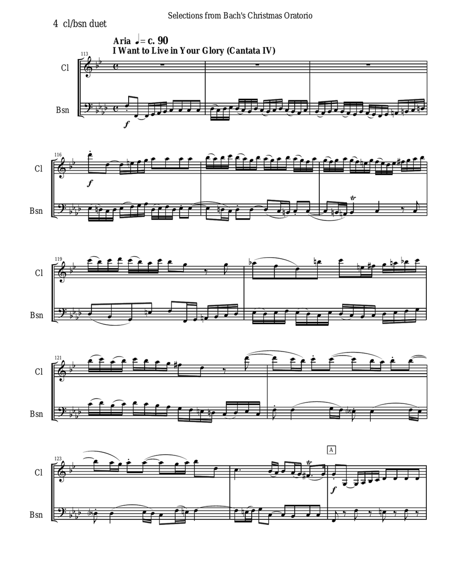 Bach's Christmas Oratorio Selections for Clarinet and Bassoon Duet Woodwind Duet scores gallery preview page 4