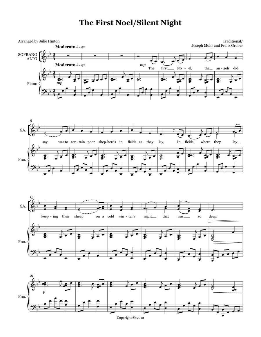 The First Noel/Silent Night 4-Part scores gallery preview page 2