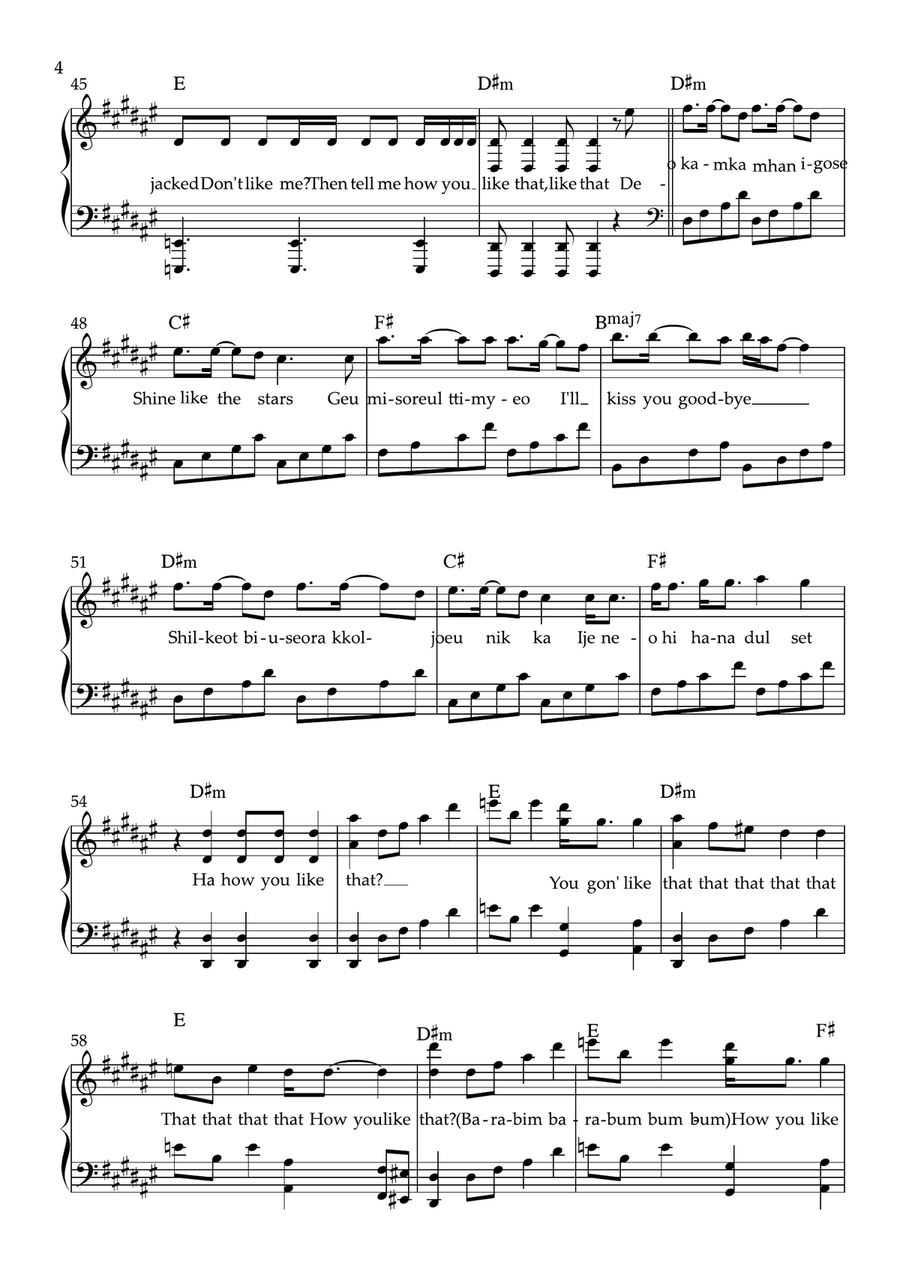 How You Like That Easy Piano scores gallery preview page 4