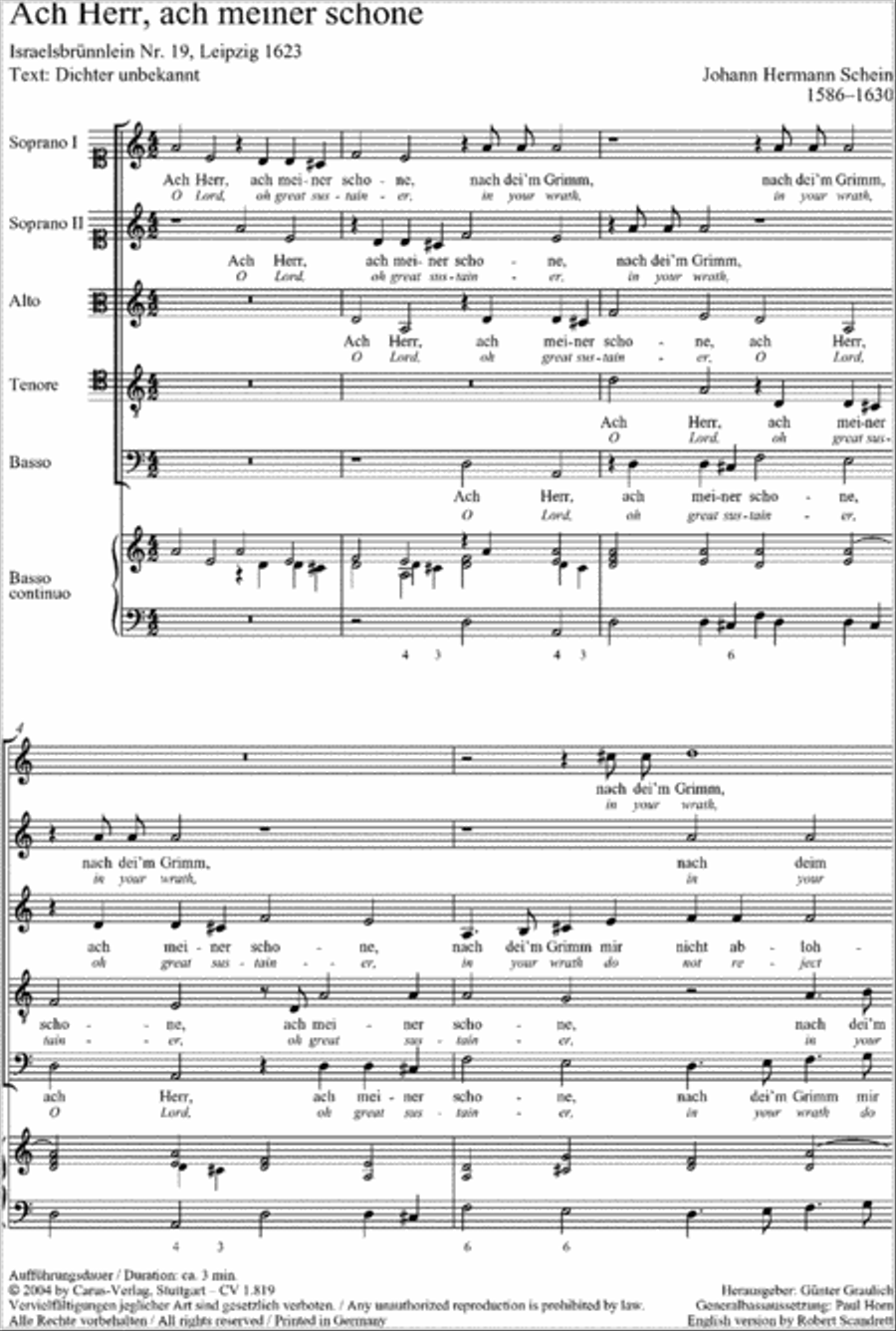 O Lord, oh great sustainer (Ach Herr, ach meiner schone) SSATB scores gallery preview page 1