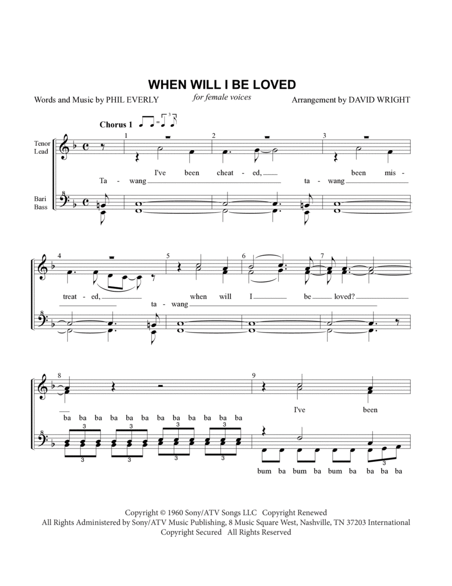 When Will I Be Loved A Cappella scores gallery preview page 1