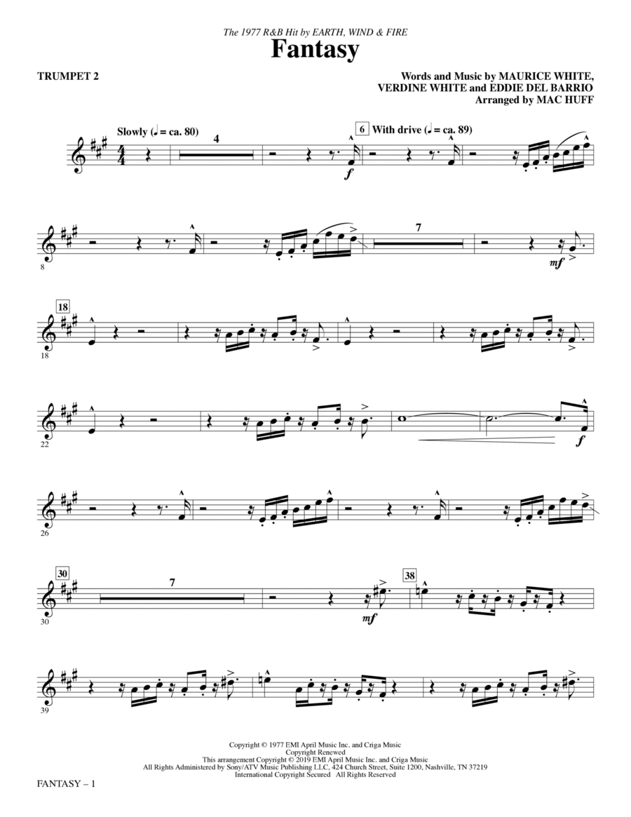 Fantasy (arr. Mac Huff) - Trumpet 2 Choir scores gallery preview page 1