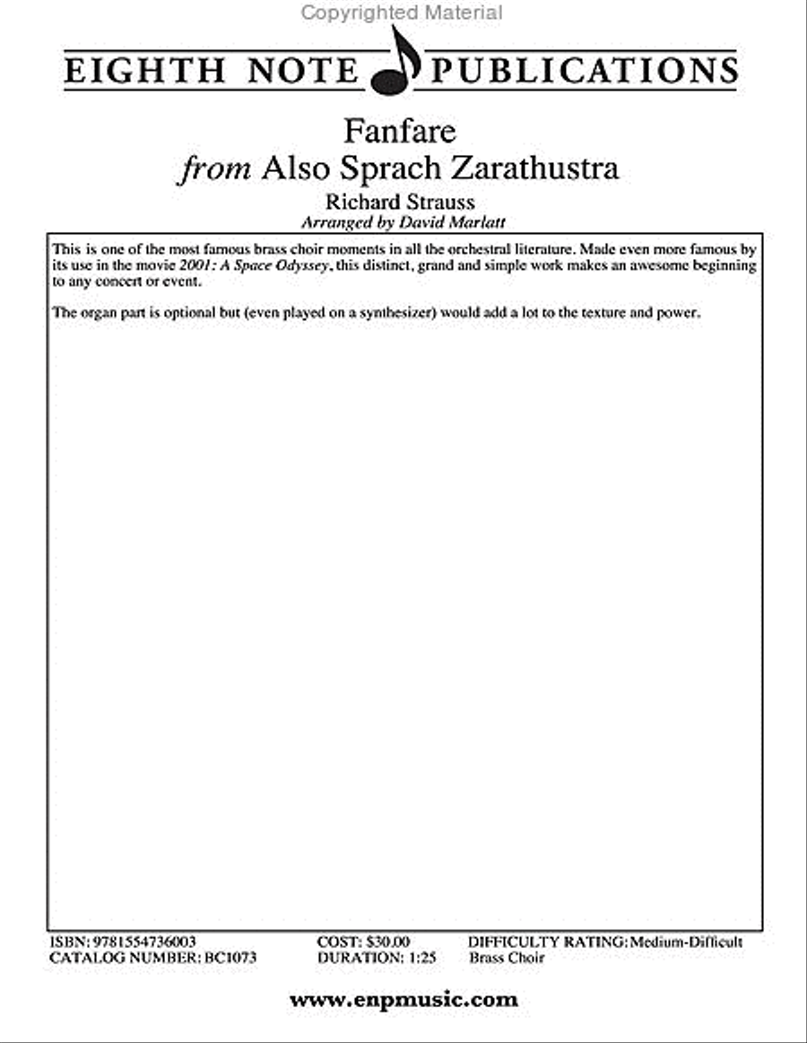 Fanfare (from Also Sprach Zarathustra) Small Ensemble scores gallery preview page 2