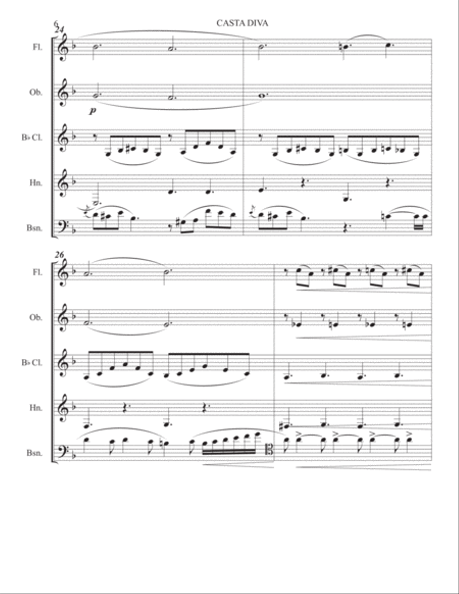 Casta Diva from Norma by Vincenzo Bellini Woodwind Quintet scores gallery preview page 6