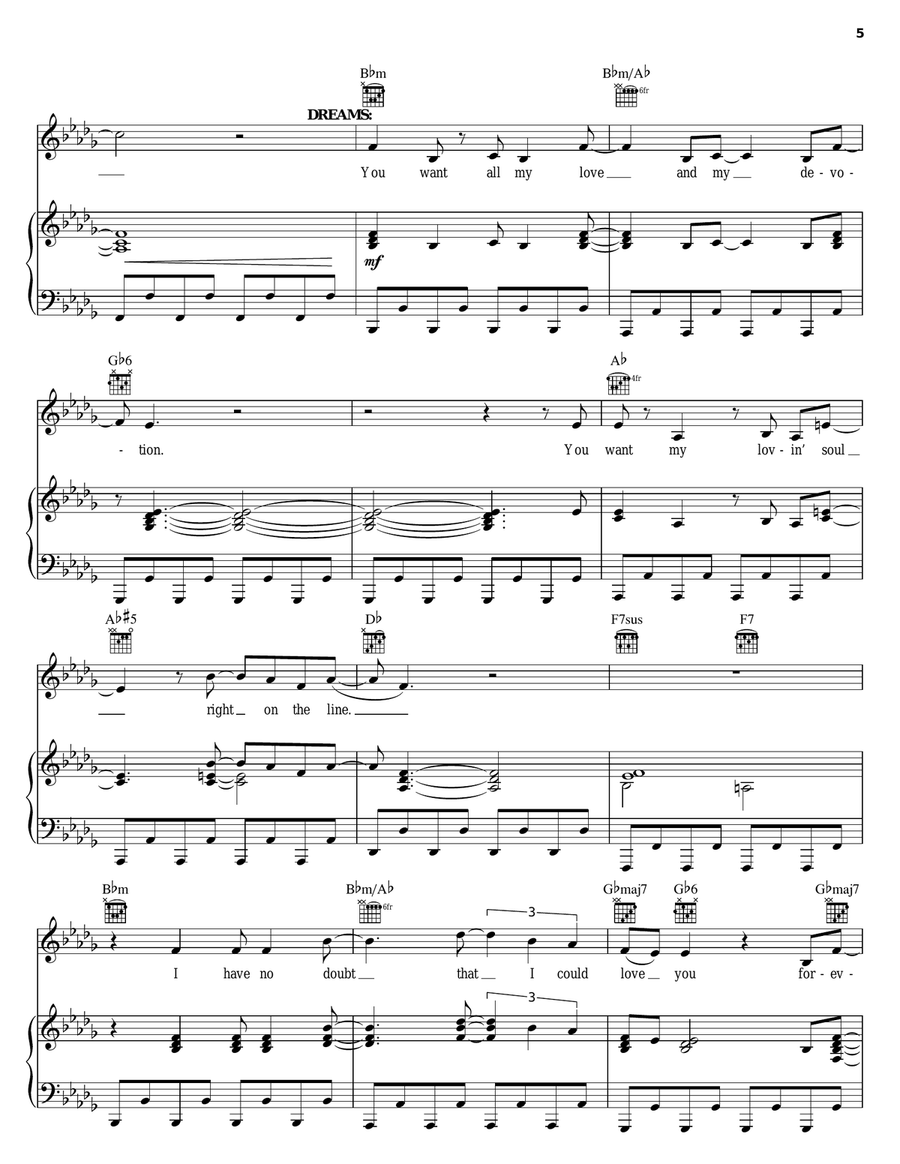 One Night Only Piano, Vocal, Guitar scores gallery preview page 5