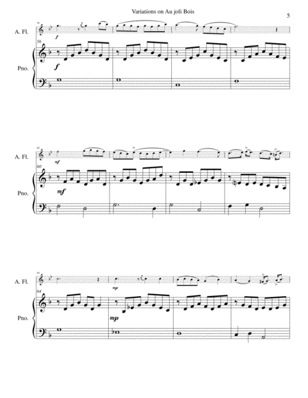 Variations on au Joli Bois for alto flute and piano image number null