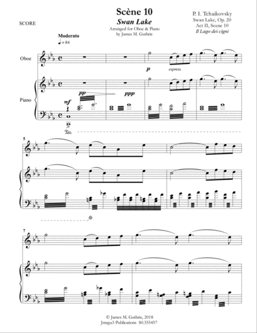 Tchaikovsky: Scene 10 from Swan Lake for Oboe & Piano Piano scores gallery preview page 2