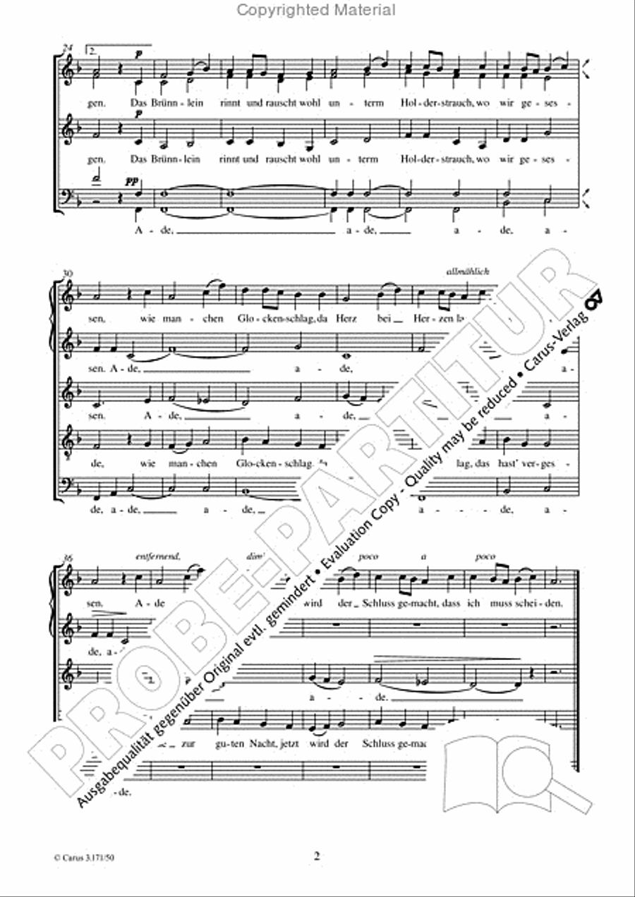 Ade zur guten Nacht SSATB scores gallery preview page 3