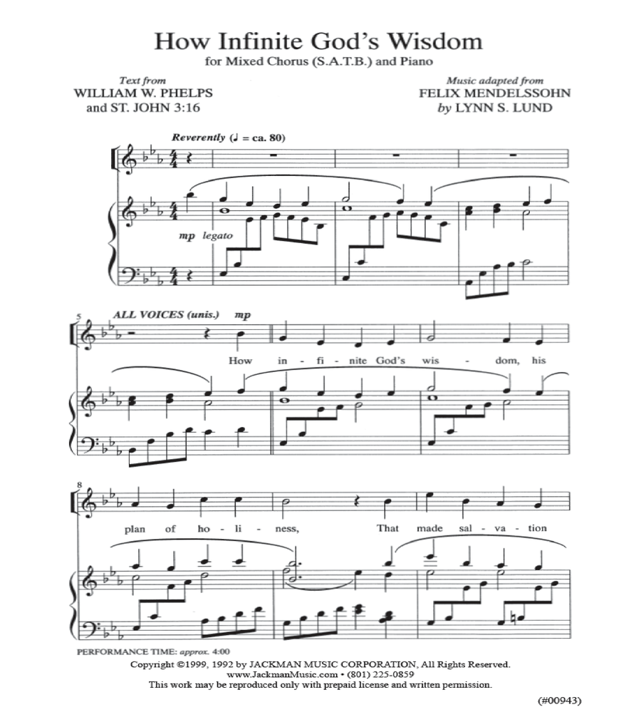 How Infinite God's Wisdom - SATB 4-Part scores gallery preview page 2