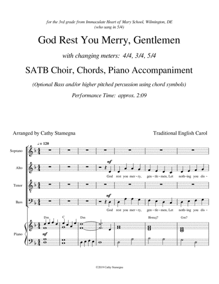 God Rest You Merry, Gentlemen (SATB Choir, Chords, Piano Acc.) image number null
