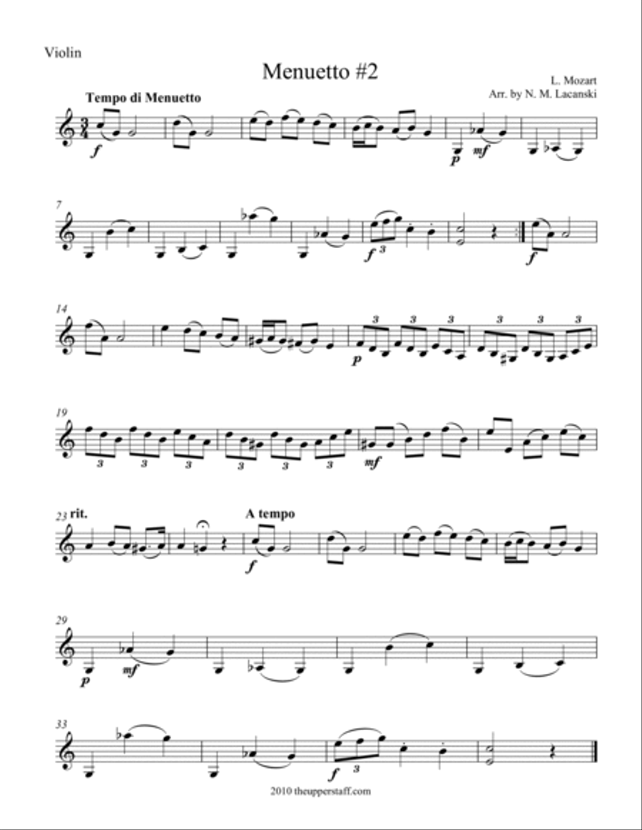 Menuetto #2 Menuetto #2 String Duet scores gallery preview page 2