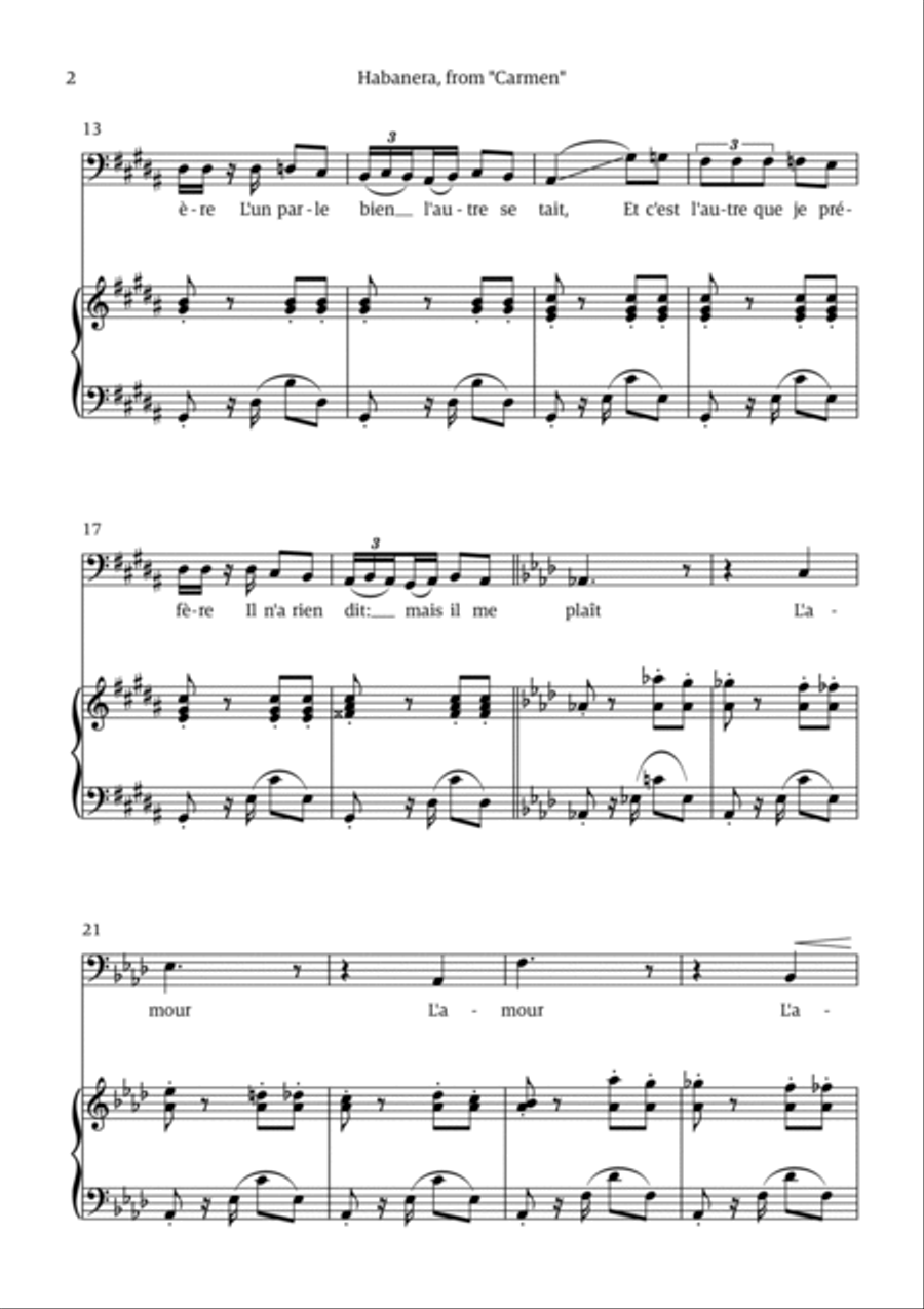 Habanera (for bass - G# minor/ Ab major) Chamber Music scores gallery preview page 2