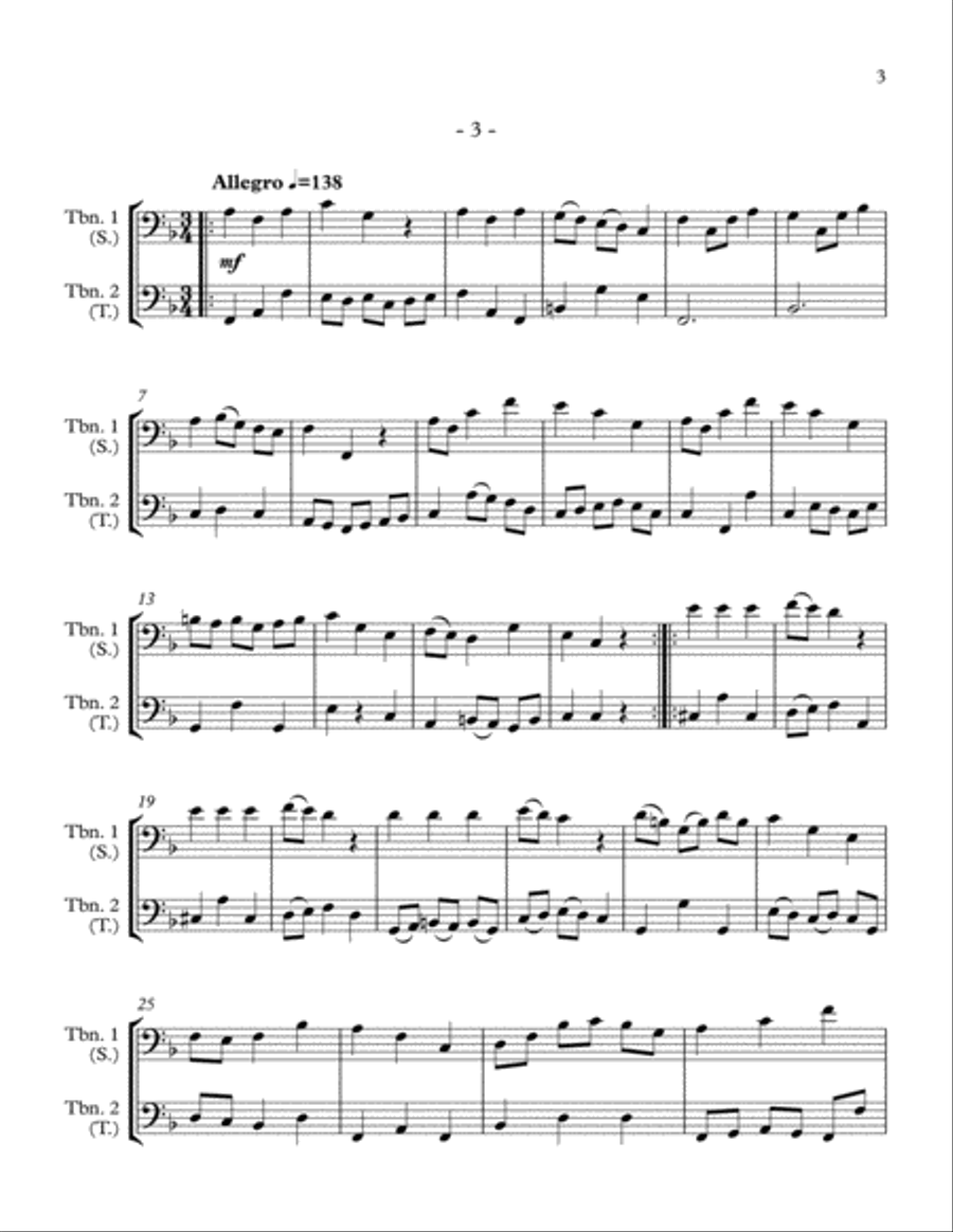 10 Little Duets for Teacher and Student (2 Trombones) Trombone Duet scores gallery preview page 3