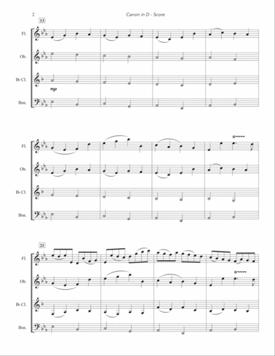 Canon in D Canon in D Woodwind Quartet scores gallery preview page 3