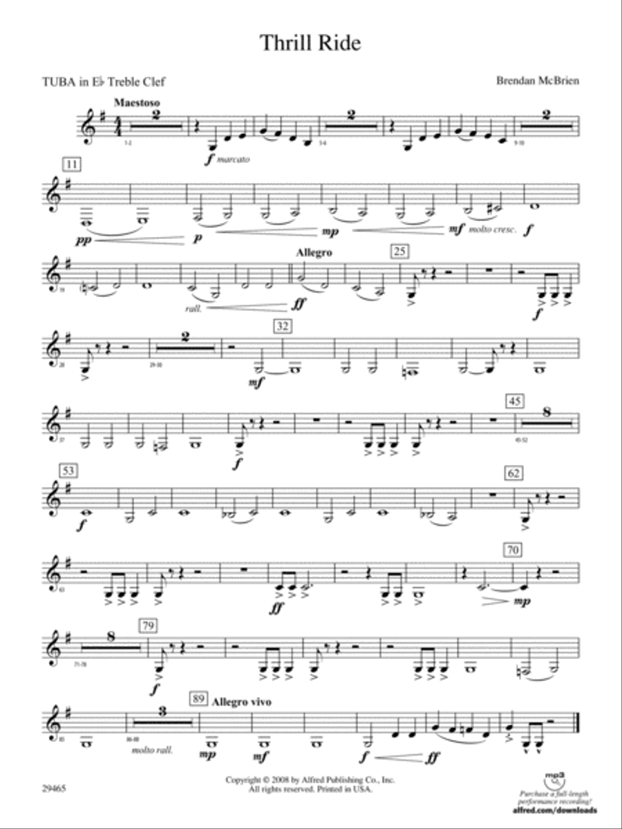 Thrill Ride: (World Part) E-flat Tuba T.C. Concert Band scores gallery preview page 1