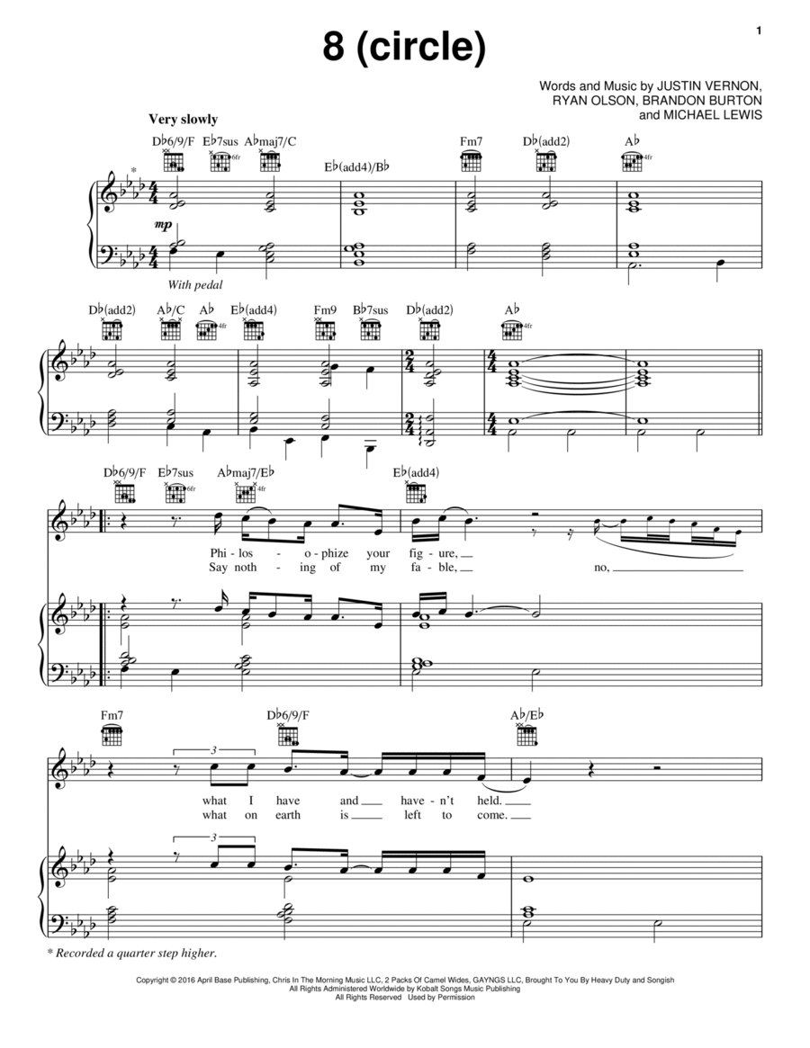 8 (circle) Piano, Vocal, Guitar scores gallery preview page 1