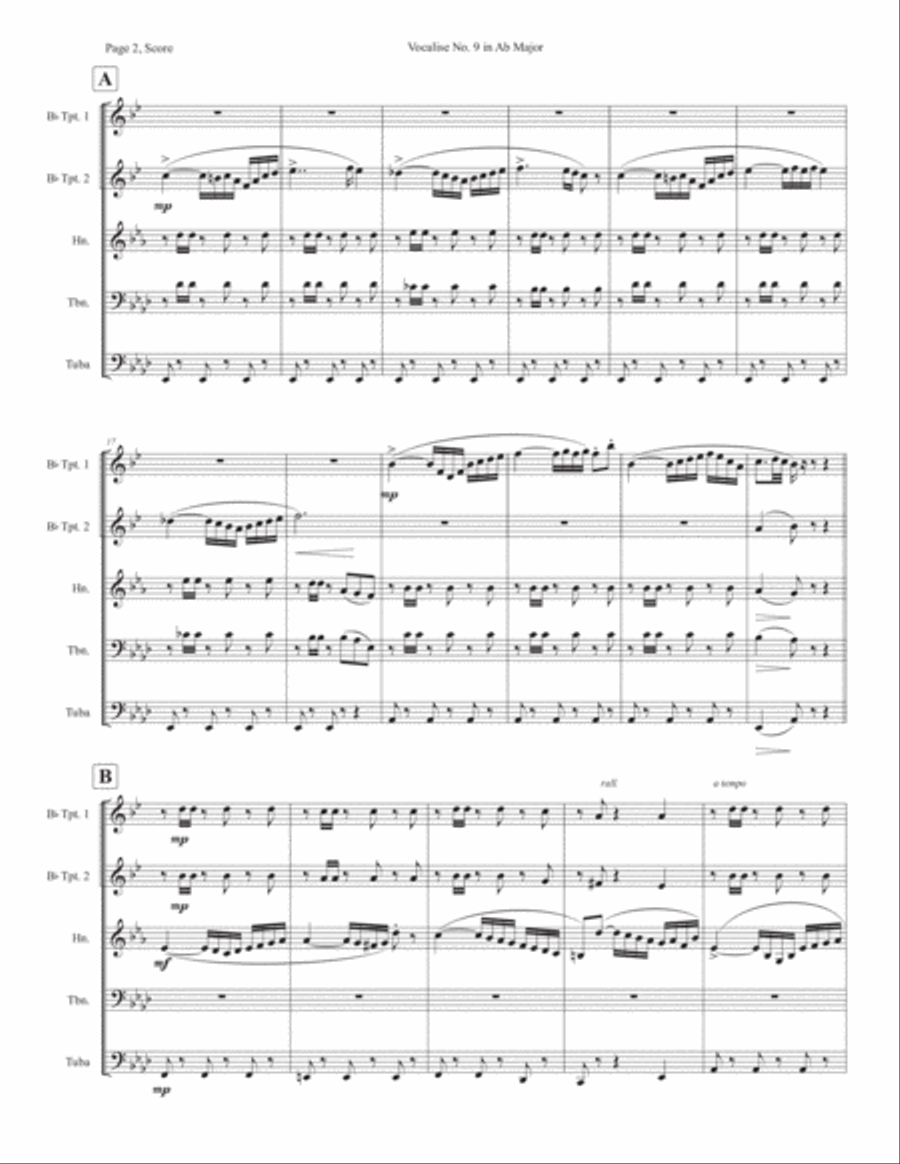 Vocalise No. 9 in Ab Major from 12 Vocalises for Mezzo Soprano Horn scores gallery preview page 2
