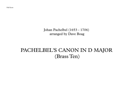 PACHELBEL'S CANON IN D MAJOR (BRASS TEN) image number null