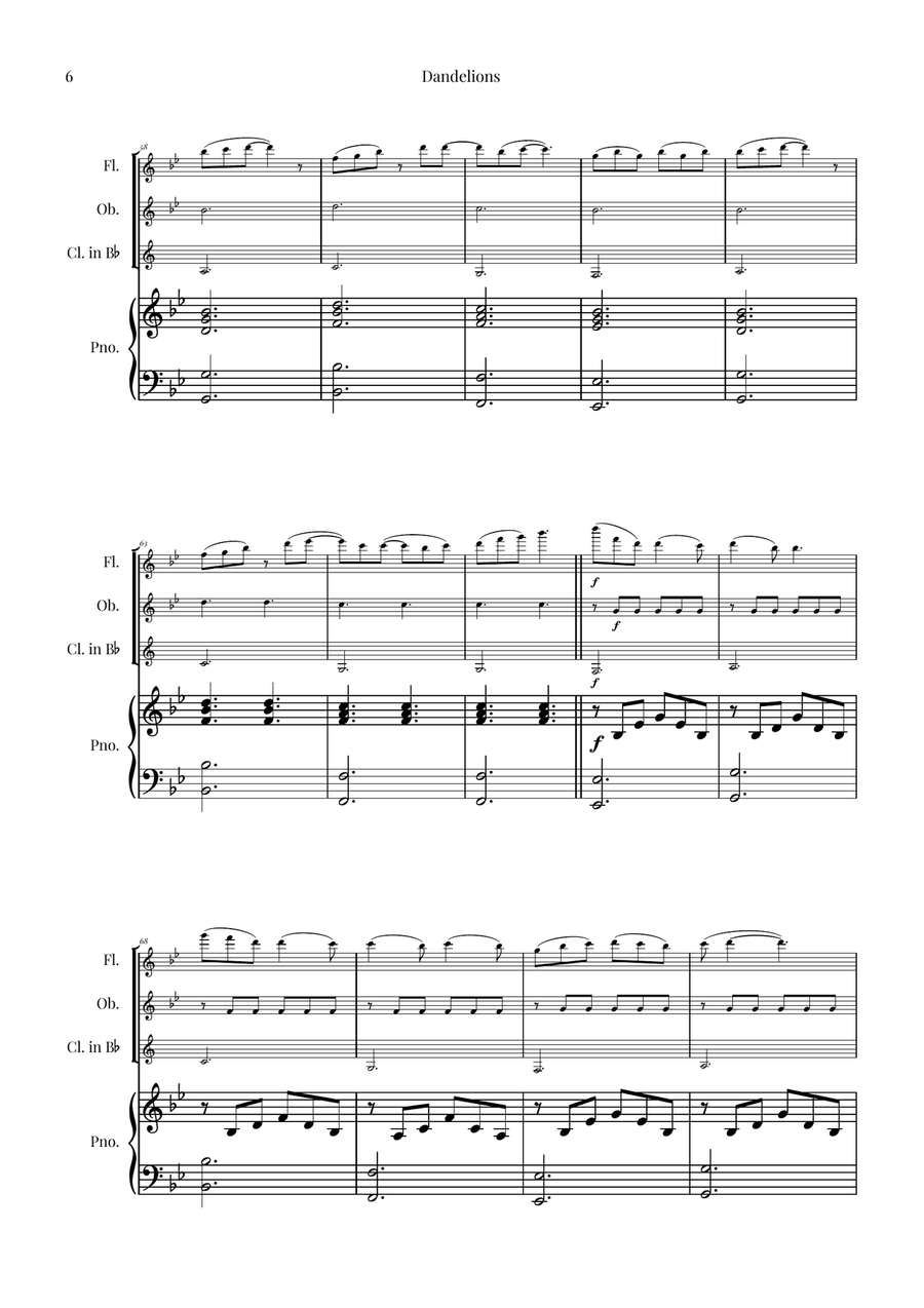 Dandelions Woodwind Trio scores gallery preview page 6