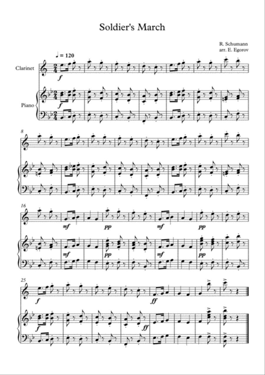 Soldier's March, Robert Schumann, For Clarinet & Piano Clarinet Solo scores gallery preview page 1