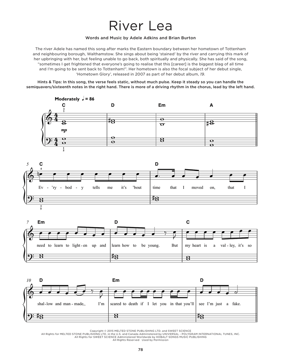 River Lea River Lea Easy Piano scores gallery preview page 1