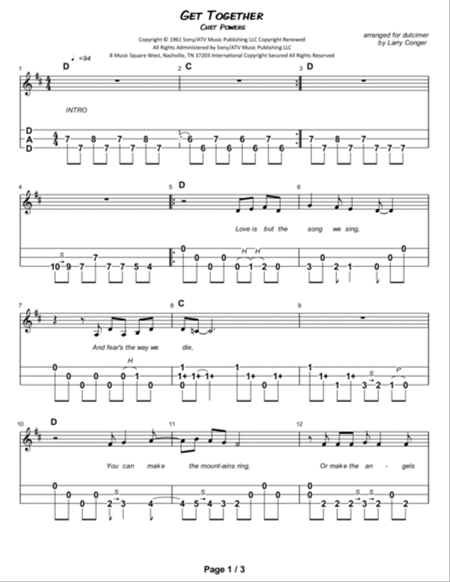 Let's Get Together (get Together) Dulcimer scores gallery preview page 2