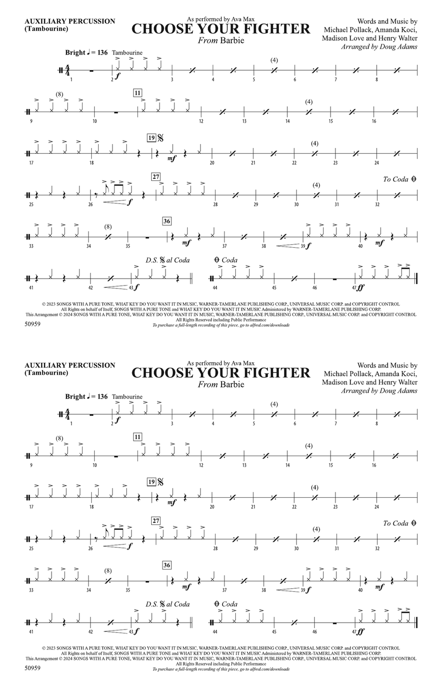 Choose Your Fighter: Auxiliary Percussion Percussion scores gallery preview page 1