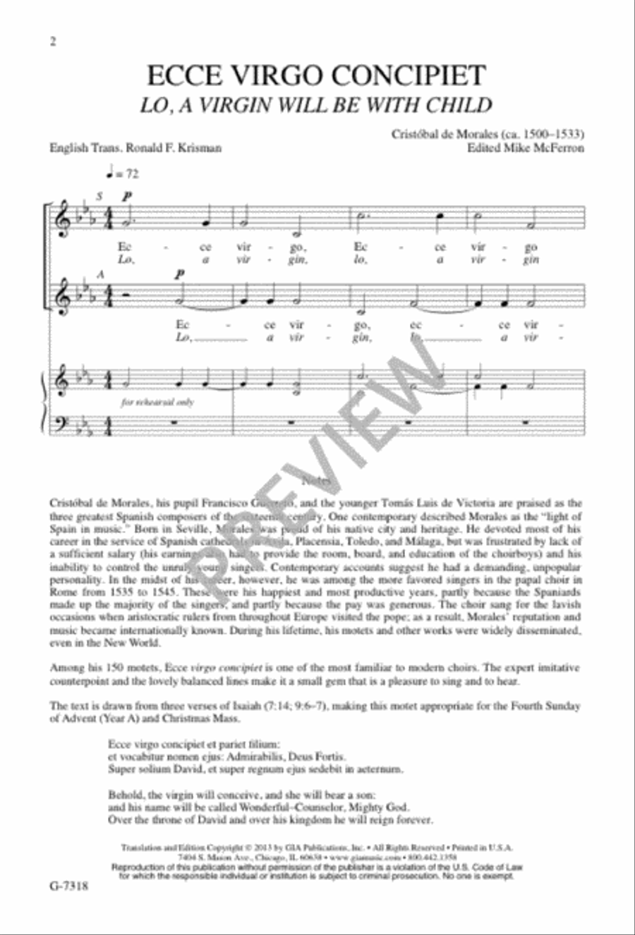 Ecce virgo concipiet Ecce virgo concipiet 4-Part scores gallery preview page 2