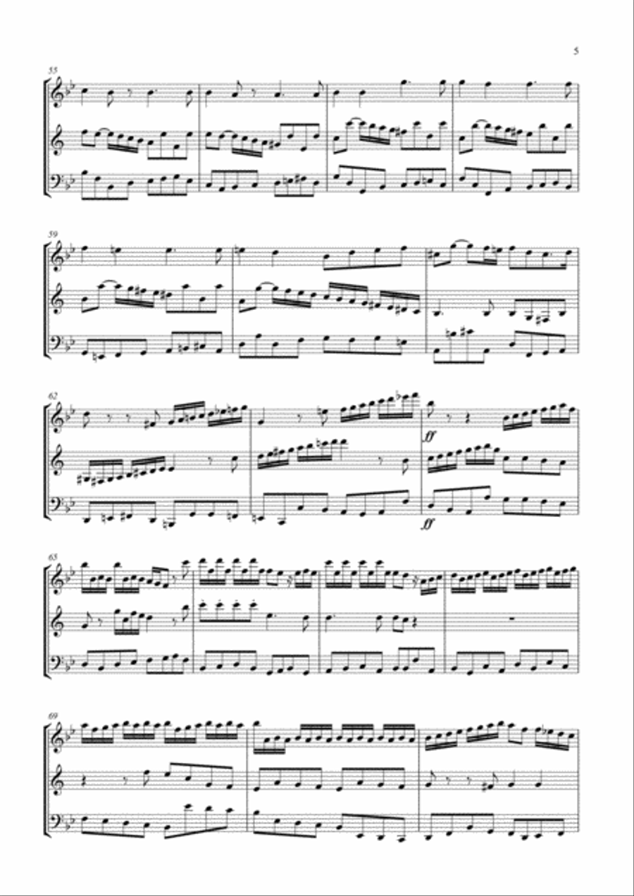 Sinfonia from Acis and Galatea arr. flute, clarinet and bassoon. Woodwind Trio scores gallery preview page 5