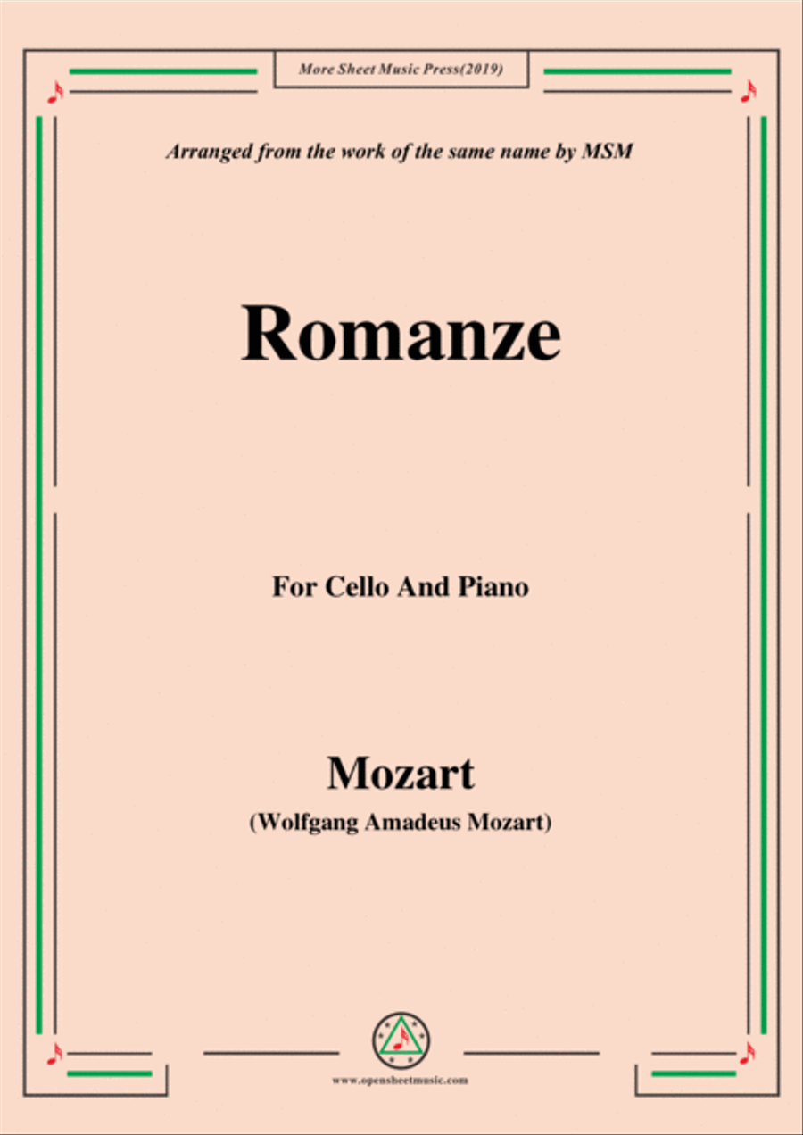 Mozart-Romanze,for Cello and Piano Piano scores gallery preview page 1