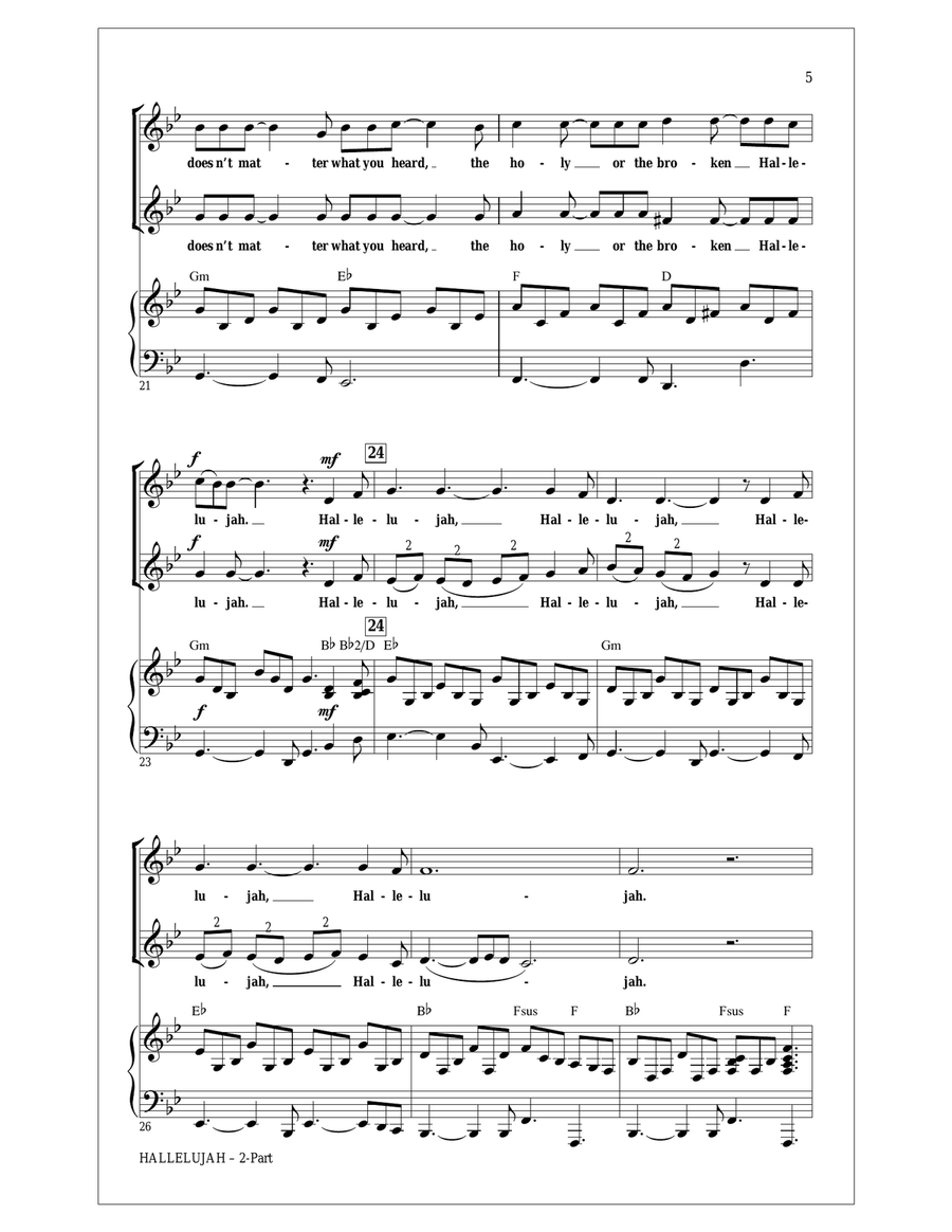 Hallelujah (arr. Roger Emerson) 2-Part scores gallery preview page 4