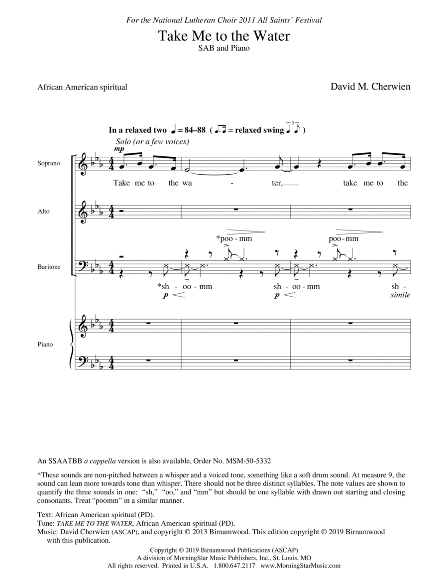 Take Me to the Water 3-Part scores gallery preview page 1