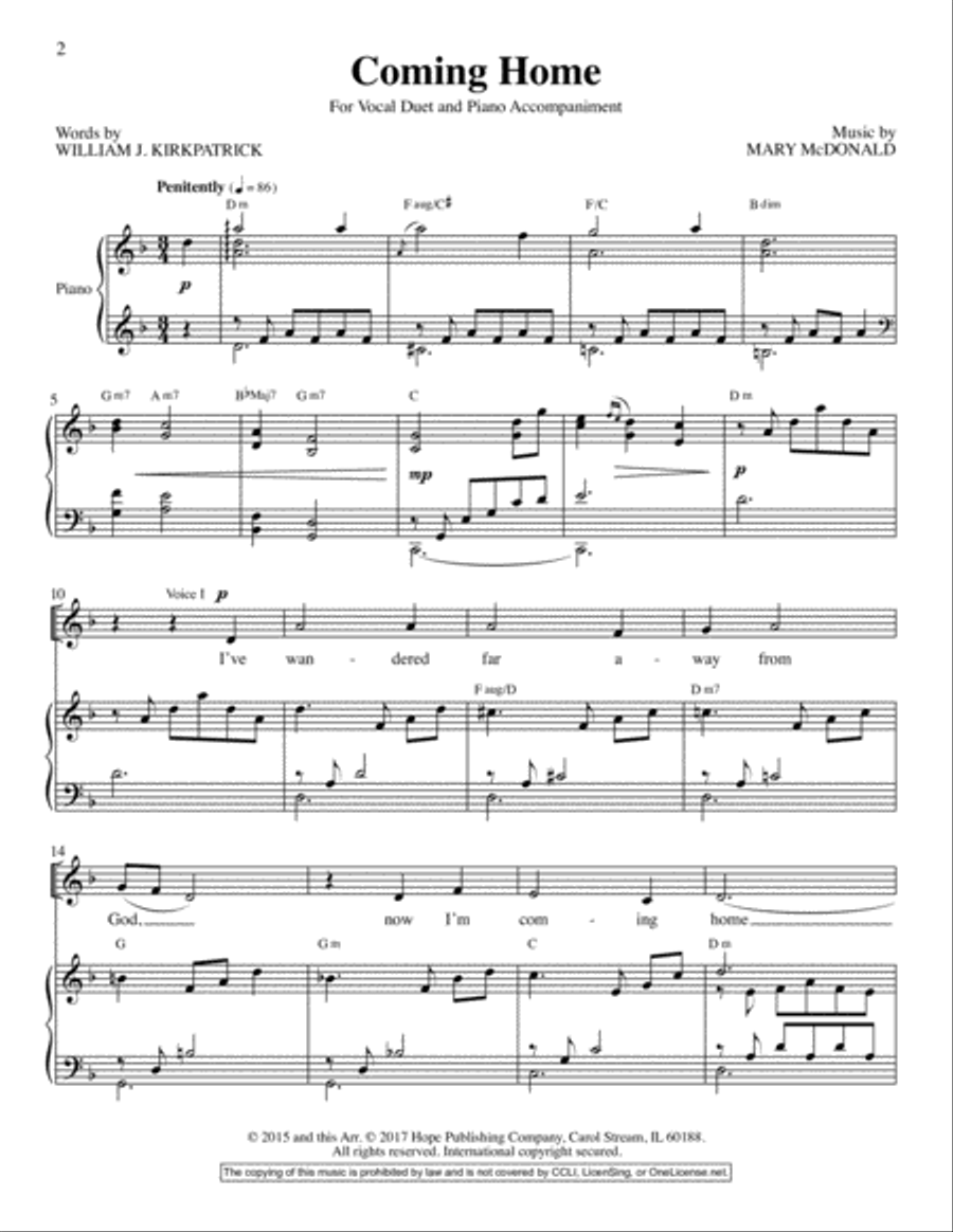 Coming Home Voice scores gallery preview page 2