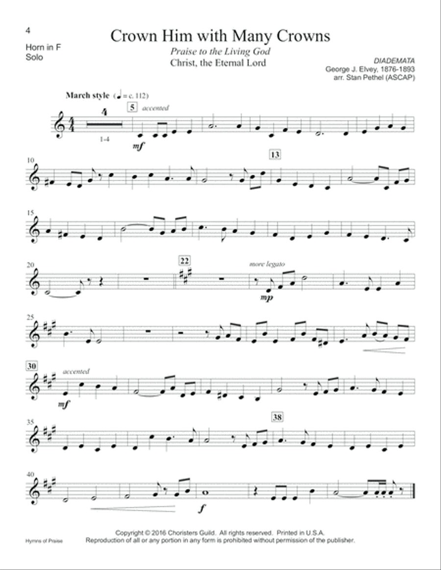 Hymns of Praise - Horn(s) in F Piano Accompaniment scores gallery preview page 4