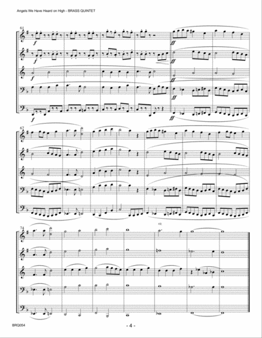 ANGELS WE HAVE HEARD ON HIGH - BRASS QUINTET (unaccompanied) Brass Quintet scores gallery preview page 4