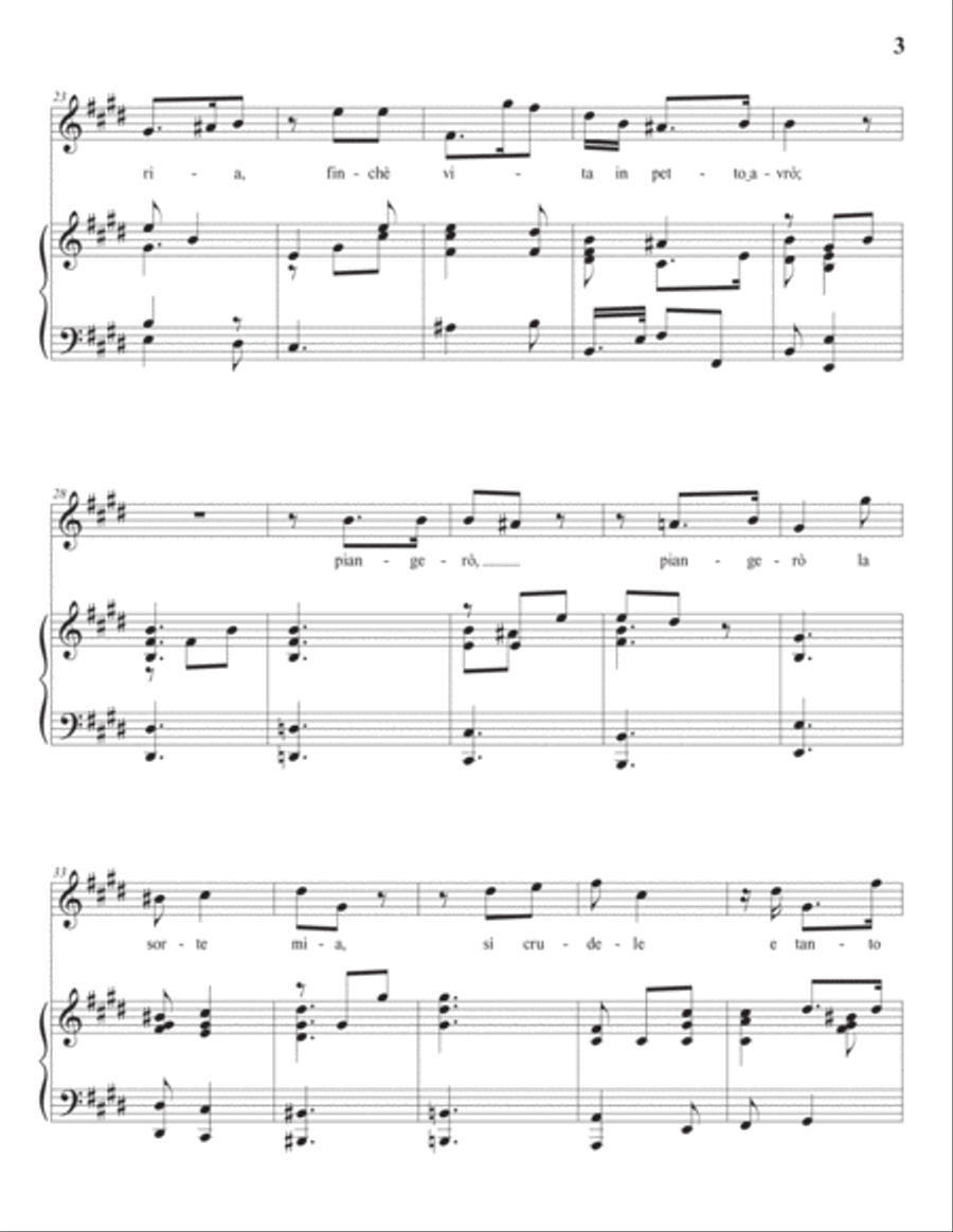 HANDEL: Piangerò la sorte mia (transposed to E major) Voice scores gallery preview page 4