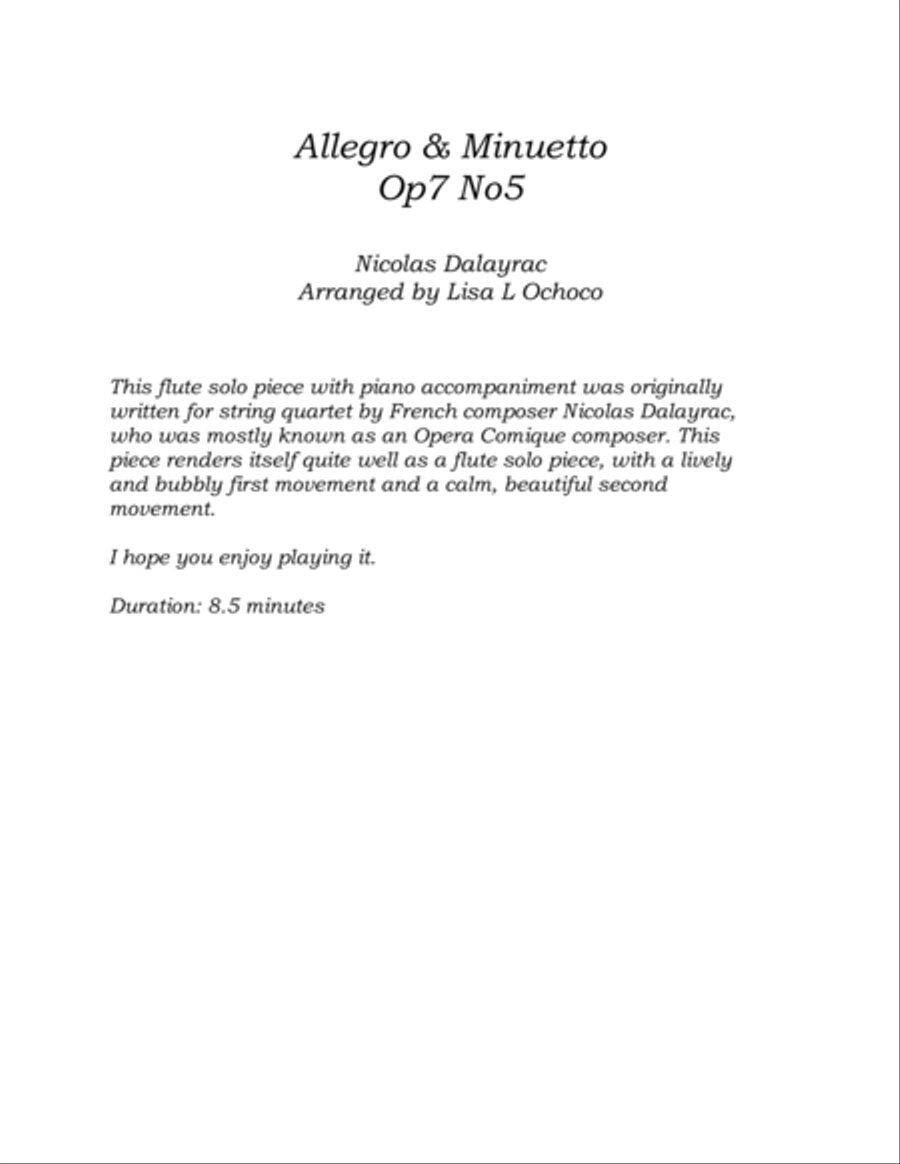 Allegro & Minuetto Op7 No5 for Flute and Piano Flute Solo scores gallery preview page 4