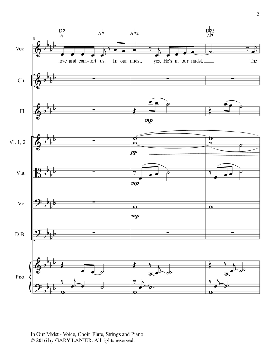 Gary Lanier: IN OUR MIDST (Worship - For Voice, Choir, Flute, String Orchestra and Piano with Parts) Choir scores gallery preview page 4